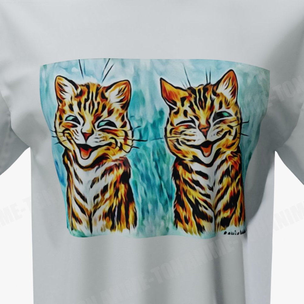Louis Wain - Cat Art - Winking Cats - Tshirt - Cotton